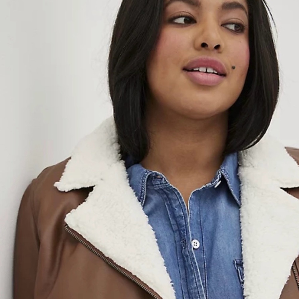 Brown Shearling-Lined Women's Jacket